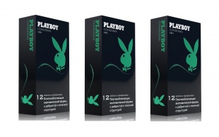Презервативы Playboy 3 в 1 плотнооблегающие с ребристой и точечной поверхностью, 12 шт.