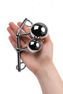 СТРИНГИ С ДВУМЯ ШАРАМИ, TOYFA METAL, СЕРЕБРИСТЫЕ