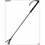 Кожаный стек с плетеной ручкой, наконечник «кисточка», цвет черный, Подиум Р192д