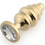 Пробка  золотая рифленая М цвет стразы в ассортименте