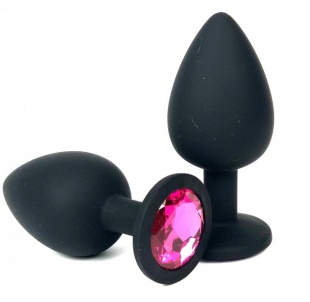 Пробка "Vandersex" черная с розовым кристаллом , M