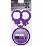 Комлект лента для бондажа и наручники из металла, фиолетовые