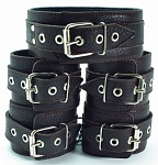 НАРУЧНИКИ ИЗ КОЖИ С МЕХОМ КОРИЧНЕВЫЕ BDSM АРСЕНАЛ