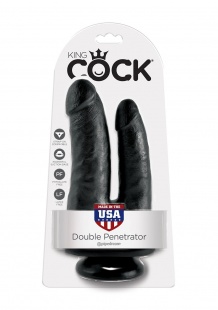 ФАЛЛОИМИТАТОР НА ПРИСОСКЕ ДВОЙНОЙ ЧЕРНЫЙ  KING COCK DOUBLE PENERATOR