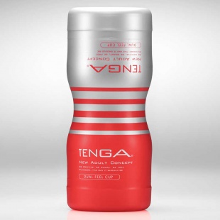Мастурбатор двусторонний Tenga New Dual Sentation Cup, серебристо-красный