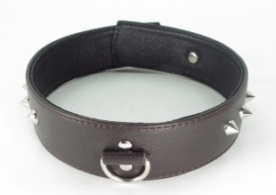 ОШЕЙНИК С ШИПАМИ ИЗ КОЖИ КОРИЧНЕВЫЙ XL BDSM АРСЕНАЛ