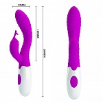 Вибратор 014705 с клитор. отростком Silicone+ABS батарейка 200*32