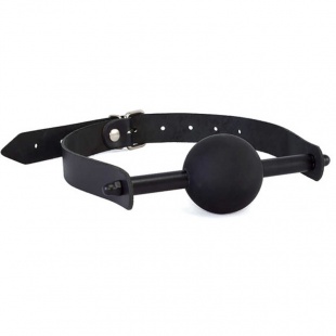 Кляп шар/трензель на кожаном ремешке с пряжкой Sitabella, черный 3396-1