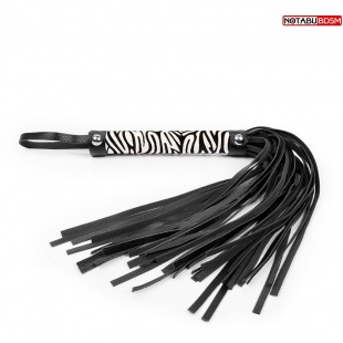 Черная многохвостовая плеть с круглой ручкой-зеброй - 39 см NTB 80520