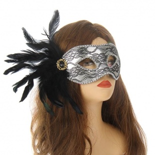 Карнавальная маска "Леди" с пером