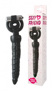 Насадка-кольцо с анал. стимуляцией и вирацией чёрная