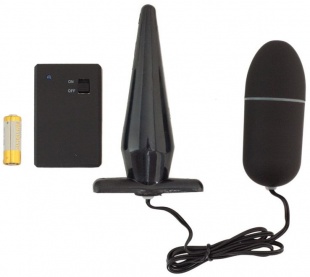 Вибронабор с пультом ДУ (втулка 10,5 см+виброяйцо 8 см) черный