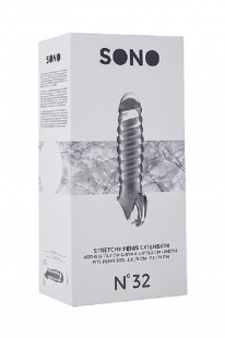 Увеличивающая насадка закрытого типа с кольцом для фиксации на мошонке No.32 Stretchy Penis Extensio