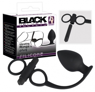 Анальная втулка с виброкольцами для пениса