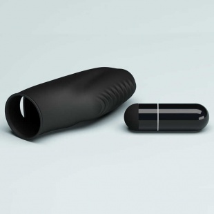 Вибронасадка на палец с ребрышками Baile PrettyLove Stanford, черная