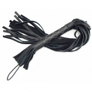 Плетка из натуральной кожи, черная
