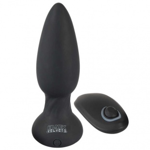 Анальная вибропробка с пультом ДУ Black Velvets Shaking Plug, черная