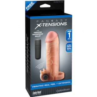 НАСАДКА УДЛИНИТЕЛЬ С ВИБРАЦИЕЙ ТЕЛЕСНАЯ VIBRATING REAL FEEL 1 EXTENSION