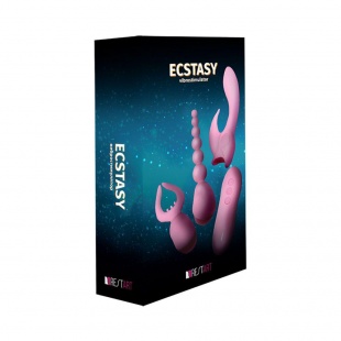 Нежно-розовый вибростимулятор ecstasy с насадками RestArt 