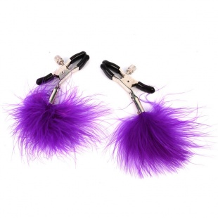 Зажимы на соски с пушком(фиолетовый)