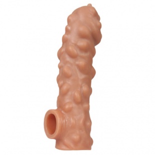 Насадка на пенис с бугорками и отверстием для мошонки Extreme Sleeve Res 003 L, телесная