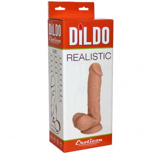 Фаллоимитатор на присоске с мошонкой Eroticon Realistic Dildo 20 х 3,8 см., телесный