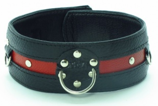 ОШЕЙНИК ЧЕРНО- КРАСНЫЙ НА ПРЯЖКЕ BDSM АРСЕНАЛ