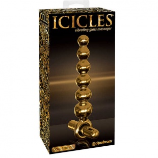 Анальные шарики Icicles Gold Edition G06 с вибрацией, золотистые