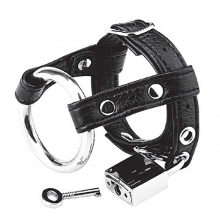 Кольцо на пенис с креплением за мошонку, черное