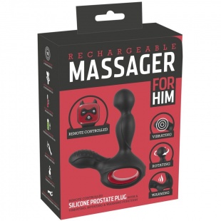 Вибромассажер простаты с нагревом и ротацией «Silicone Prostate Plug», диаметр 1.6 см