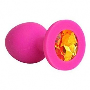 Vandersex Анальная пробка из силикона L, розовая /оранжевый кристалл