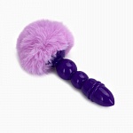 Анальная пробка с мехом, втулка силикон, 130×21 мм, хвост 65 мм, шары, сиреневый