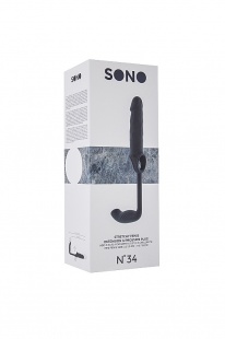 Увеличивающая насадка закрытого типа с кольцом для фиксации на мошонке и анальным стимулятором No.34