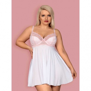 Бебидолл с кружевной вставкой на груди и трусики-стринги белого цвета «Girlly», Obsessive