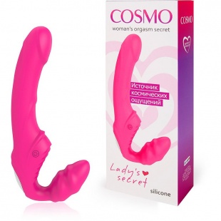 Безремневой страпон Cosmo розовый 21,8 см