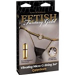 G-СТРИНГИ ЧЕРНЫЕ С ЗОЛОТОМ С ВИБРАЦИЕЙ VIBRATING MICRO G-STRING SET