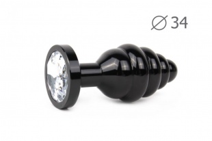 Пробка средняя  рифленая черная цвет стразы в ассортименте