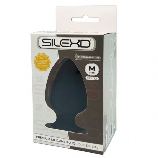 Анальная пробка силиконовая с эффектом памяти SilexD Premium Silicone Plug, черная - М