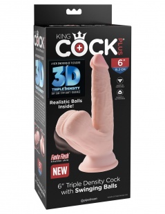 Фаллоимитатор на присоске King Cock Plus 6 Triple Density с подвижной мошонкой