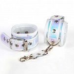 Наручники из кожи с перламутровыми вставками Sitabella, белые