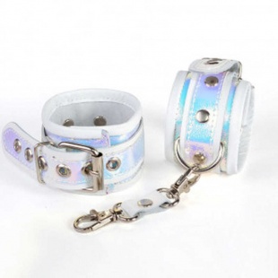 Наручники из кожи с перламутровыми вставками Sitabella, белые