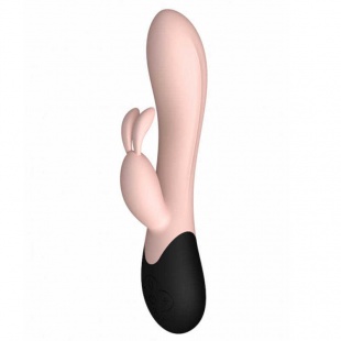 Вибратор с функцией нагрева и клиторальным стимулятором-кроликом Gemini, персиковый