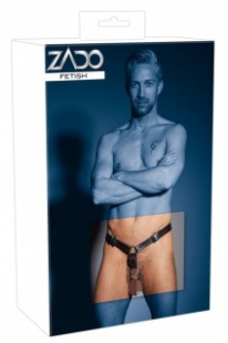 Мужской кожаный ремешок с анальной пробкой + кольца для пениса