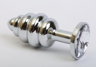 Пробка большая серебристая рифленая цвет стразы в ассортименте