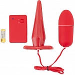 Вибронабор с пультом ДУ (втулка 10,5 см+виброяйцо 8 см) красный