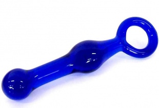 Стимулятор анальный (стекло) с кольцом синий