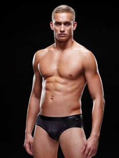 Mужcкиe чepныe тpуcы-бpифы из ceтчaтoй ткaни ENVY E017-BLK чepный