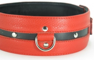 ОШЕЙНИК ИЗ КОЖИ ЧЕРНО-КРАСНЫЙ XL BDSM АРСЕНАЛ