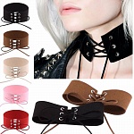 ЧОКЕР ЧЕРНЫЙ ШИРОКИЙ БАРХАТ С ЧЕРНОЙ НИТЬЮ