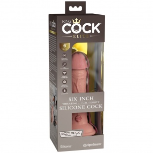 Вибромассажер-реалистик на присоске с двойной плотностью «King Cock Elite 6», PipeDream